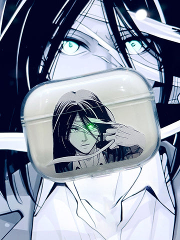 Anime Eren Yeager Design Transparent Soft TPU Case for Apple AirPods Pro/4/3/2