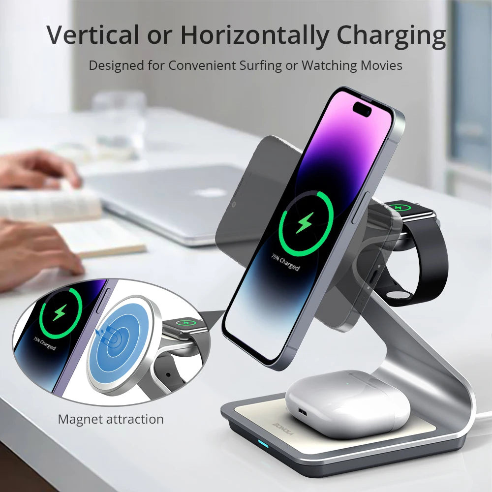 3-in-1 Wireless Metal Charging Stand